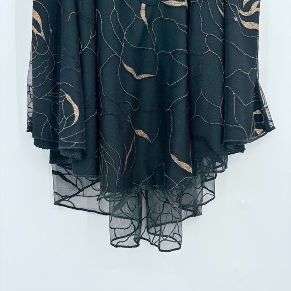 Whimsigoth Sheer Layered Black Tank Top with Gold Details, Sz Medium, Flowy - Picture 4 of 10